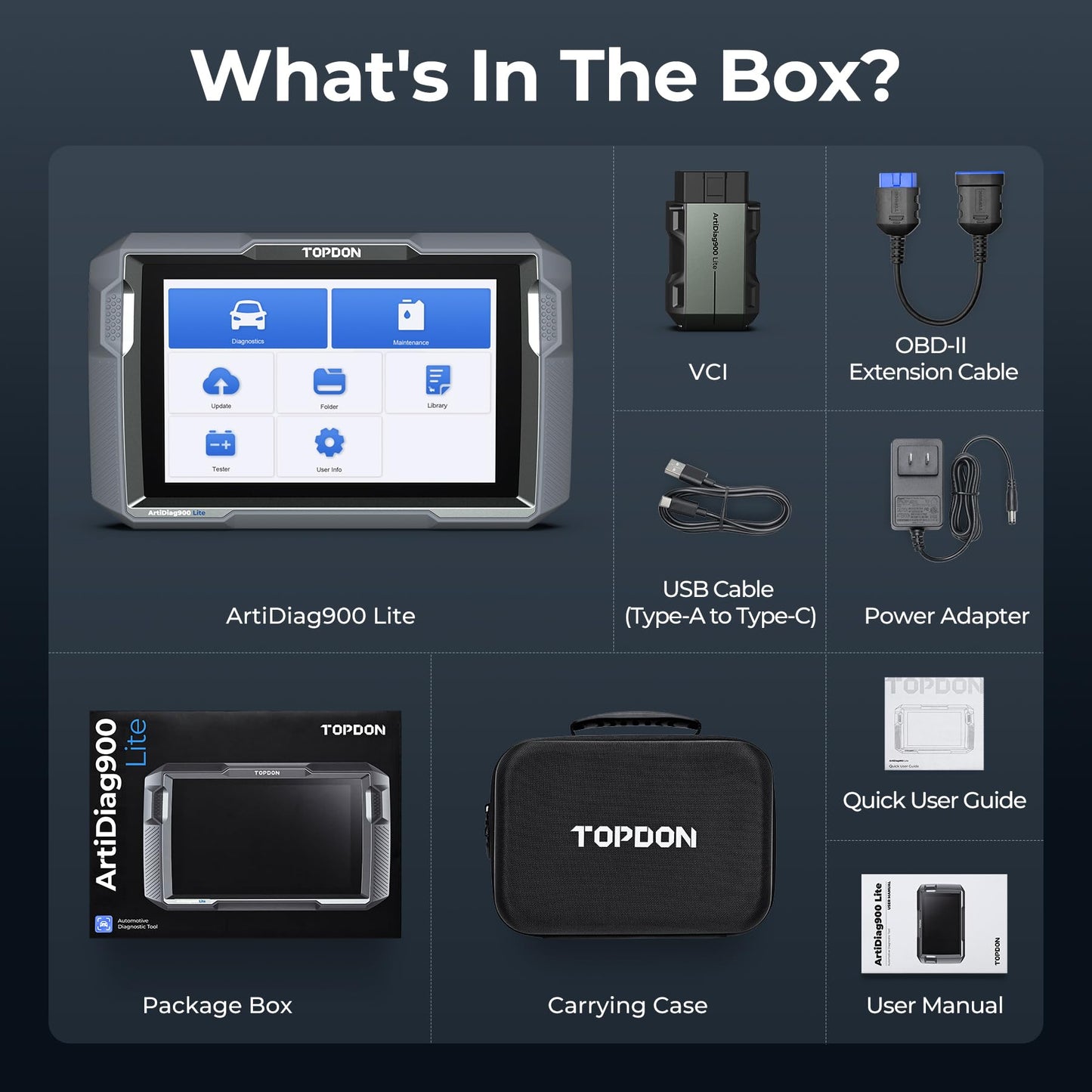 TOPDON OBD2 DiagnosegerÀt Bidirektionales Scan-Tool, ArtiDiag900 Lite Vollsystem-Auto diagnose mit Aktivem Test, 8 Reset-Diensten, Kabelloser OBD2-Autoscanner