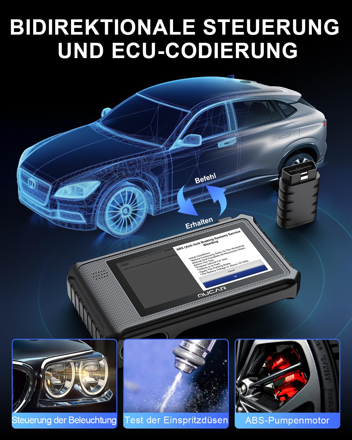 MUCAR OBD2 Diagnosegerät Für Alle Fahrzeuge,VO6 Diagnosegerät Auto Mit 28 Servicefunktionen & Alle Systemdiagnosen Für Immer Frei,Auslesegerät Auto Mit Bluetooth