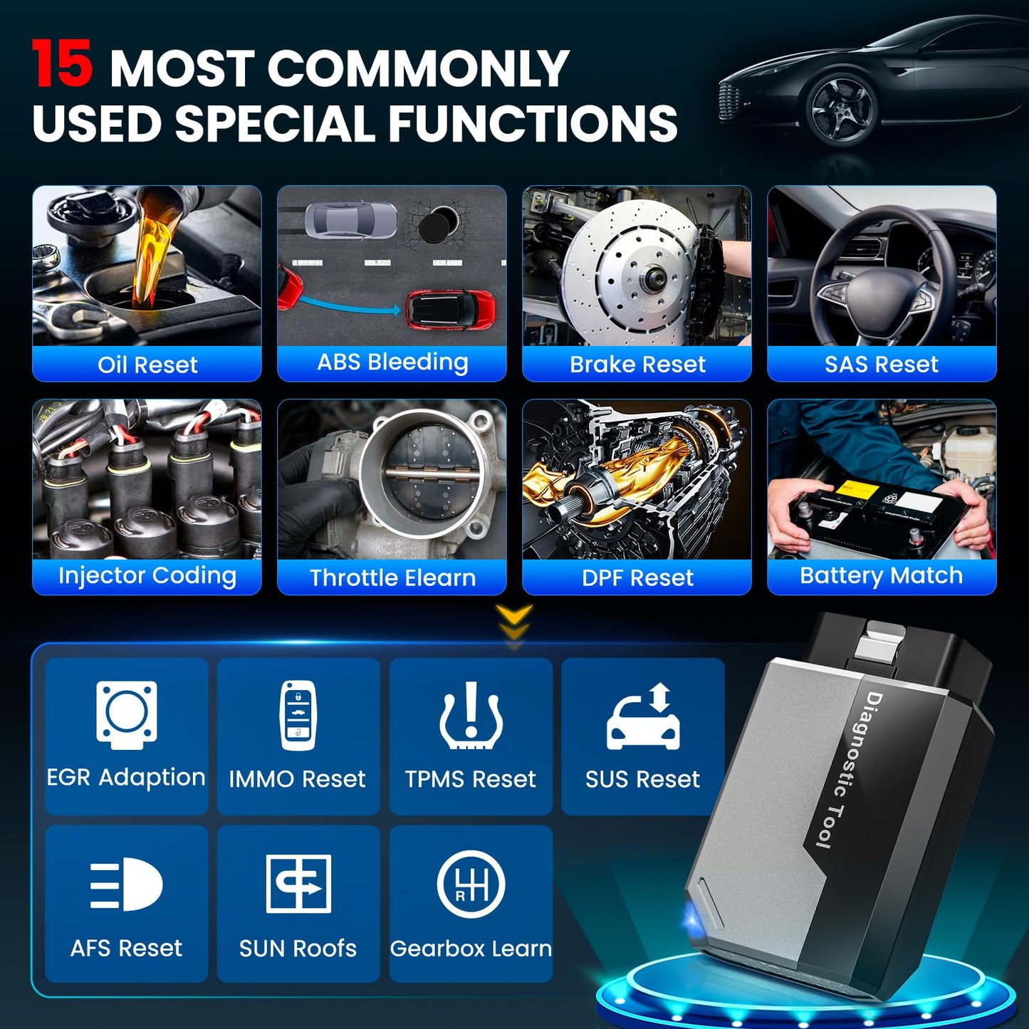 OBD2 Diagnosegerät Auto KINGBOLEN EDIAG Elite Alle System Scanner,Auto Auslesegerät mit 15 Resets und Aktiver Test, Diagnosegerät Bluetooth für iPhone & Android,FCA und Can FD,Lebenslange Updates.