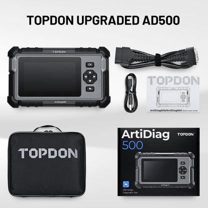 TOPDON ArtiDiag 500 OBD2 Diagnosegerät Auto,4 Systemdiagnose/6 Service Funktionen/10 OBD2 Funktionen/Auto VIN, KFZ Fehlerauslesegerät für Motor/ABS/SRS/Getriebe, lebenslang Software-Update