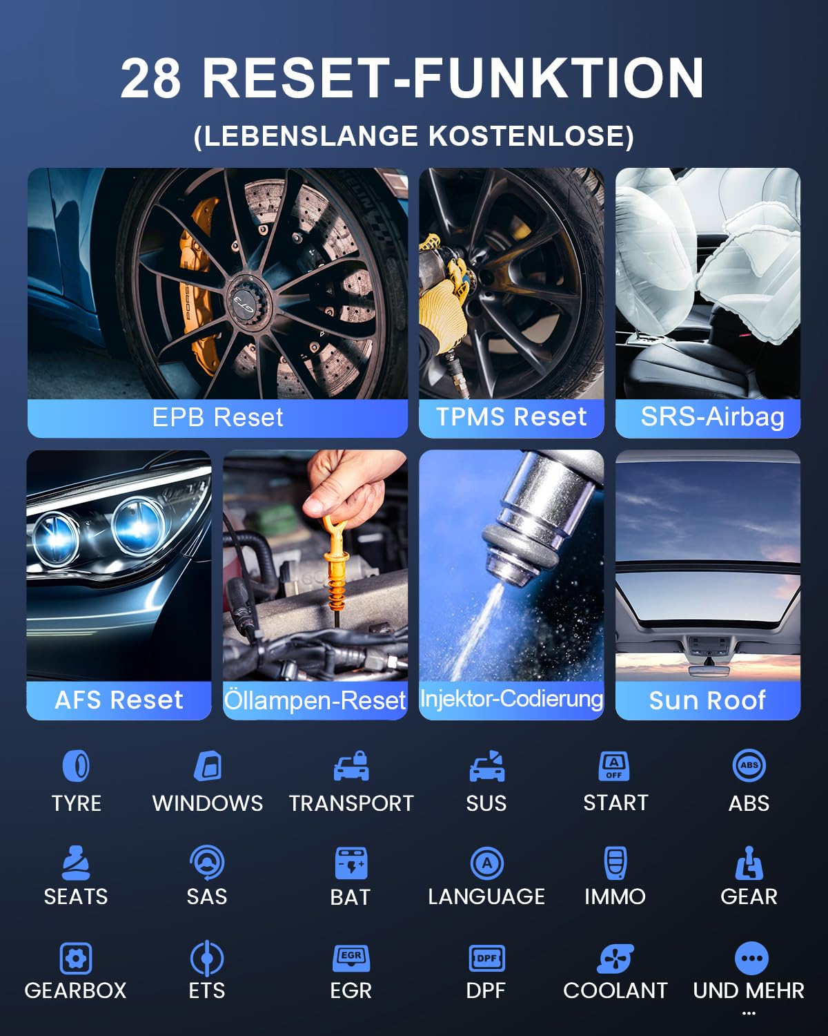 MUCAR OBD2 Diagnosegerät Für Alle Fahrzeuge,VO6 Diagnosegerät Auto Mit 28 Servicefunktionen & Alle Systemdiagnosen Für Immer Frei,Auslesegerät Auto Mit Bluetooth
