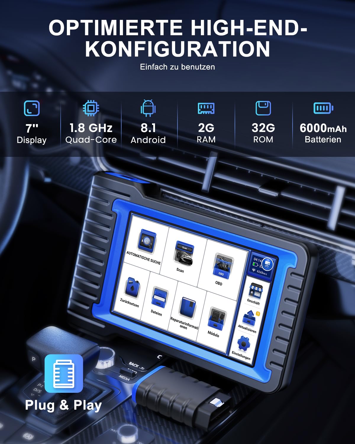 OBD2 Diagnosegerät, MUCAR VO7 Diagnosegerät Auto Mit Volle Systemdiagnose+28 Reset-Funktion, Auto Diagnosegerät Für BI-Direktionale Steuerung/Aktives Testen/ECU-Kodierung, 3 Jahre Kostenlose Updates