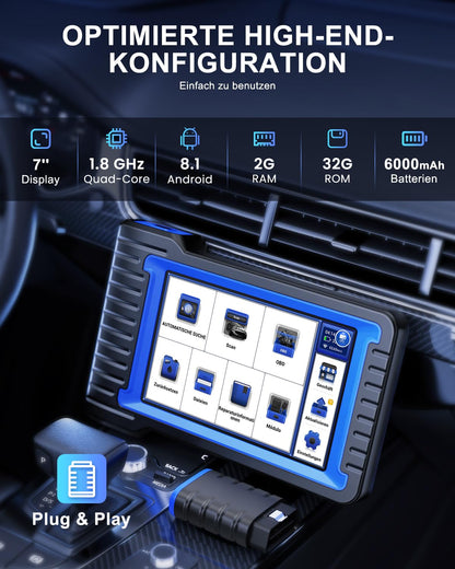 OBD2 Diagnosegerät, MUCAR VO7 Diagnosegerät Auto Mit Volle Systemdiagnose+28 Reset-Funktion, Auto Diagnosegerät Für BI-Direktionale Steuerung/Aktives Testen/ECU-Kodierung, 3 Jahre Kostenlose Updates