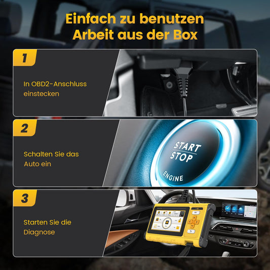 DollarFix Diagnosegerät Auto Mit 4 System Motor Getriebe ABS SRS, OBD2 Diagnosegerät für Alle Fahrzeuge mit 10 Reset-Funktionen Öl ABS EPB SAS, Aktive Tests, AutoVIN & Kostenlose Lebenslange Updates