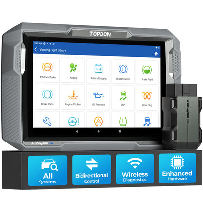 TOPDON OBD2 Diagnosegerät Bidirektionales Scan-Tool, ArtiDiag900 Lite Vollsystem-Auto diagnose mit Aktivem Test, 8 Reset-Diensten, Kabelloser OBD2-Autoscanner