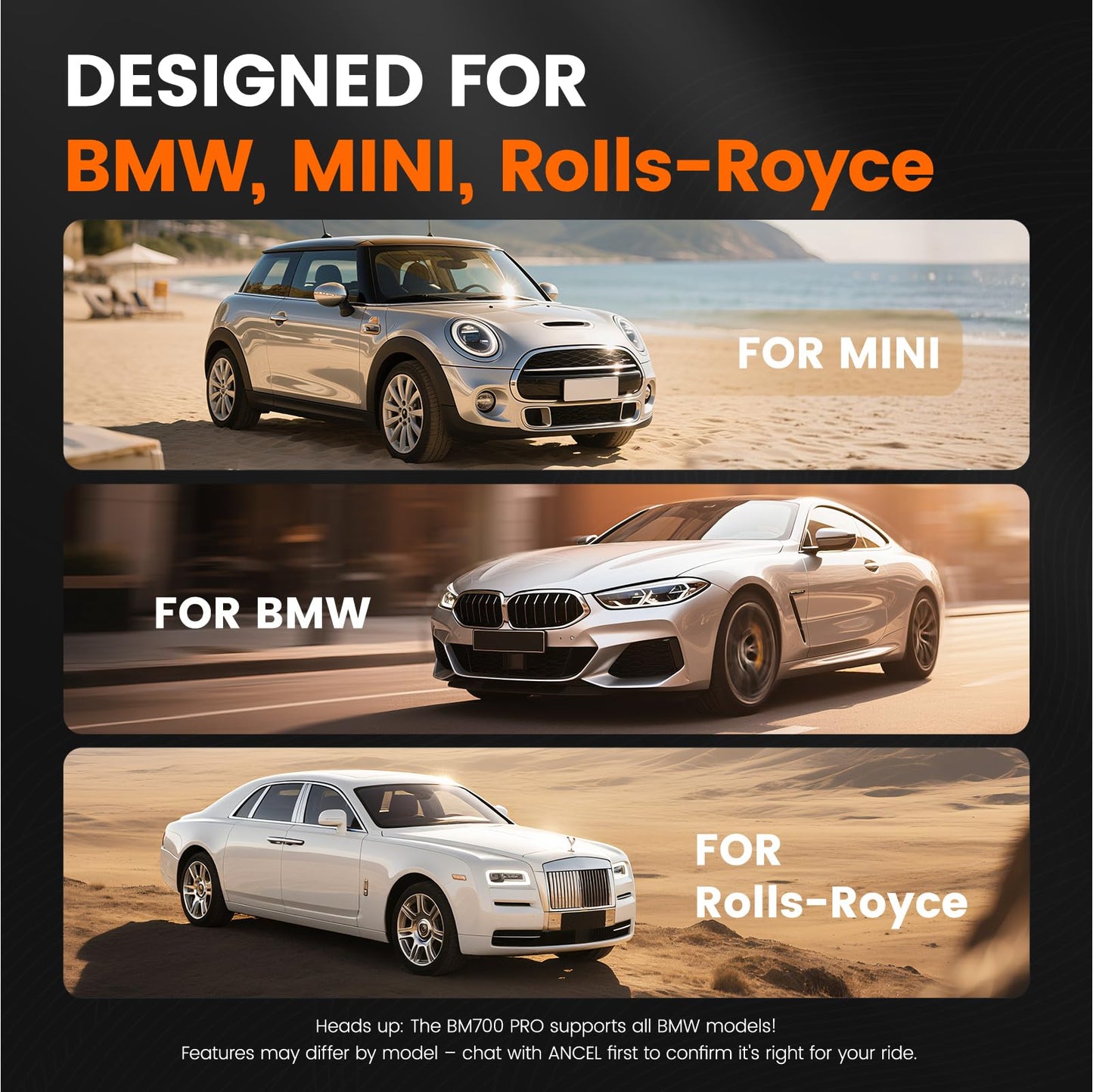 Ancel BM700 PRO OBD2 Diagnosegerät für BMW/für MINI/für RR, AutoVIN, Vollständige System Fahrzeug Diagnose CBS Öl EPB SAS BMS EGS DPF Regeneration zurücksetzen