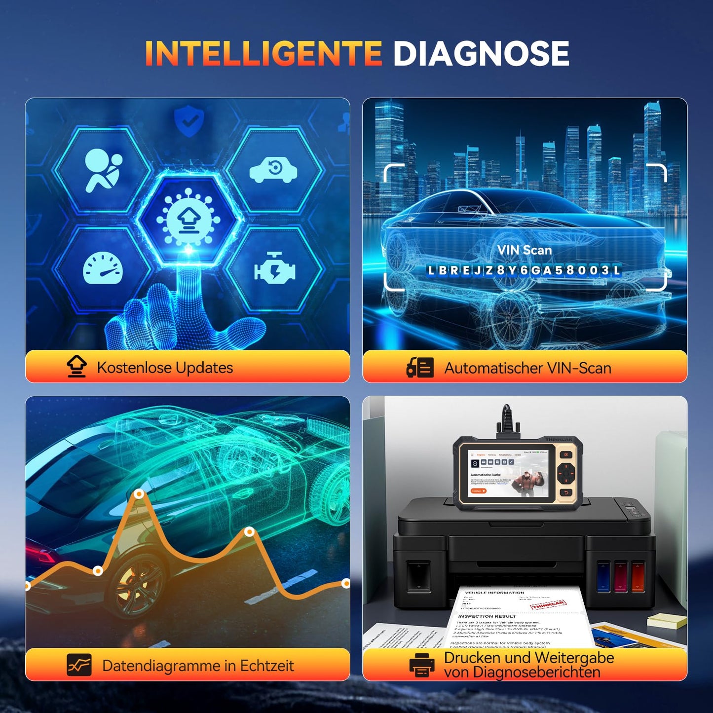 OBD2 Diagnosegerät, ThinkScan 662 Diagnosegerät Auto Mit 12 Reset-Funktion + 4 Systemdiagnose (ECM/TCM/SRS/ABS), Auto Diagnosegerät Für Aktives Testen, CANFD-Protokoll, Kostenlose Updates