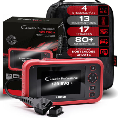 LAUNCH Europe CRP 129 EVO+ OBD2 Diagnosegerät Auto Auslesegerät Kfz-Diagnose EOBD Tester 4 Systemen Motor, ABS, SRS, Automatik Getriebe + 13 Service Funktionen mit Touchscreen WiFi Update/Android