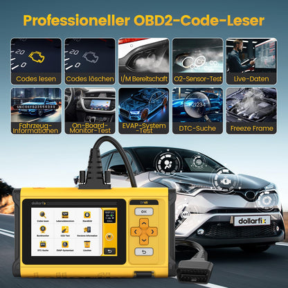 DollarFix Diagnosegerät Auto Mit 4 System Motor Getriebe ABS SRS, OBD2 Diagnosegerät für Alle Fahrzeuge mit 10 Reset-Funktionen Öl ABS EPB SAS, Aktive Tests, AutoVIN & Kostenlose Lebenslange Updates