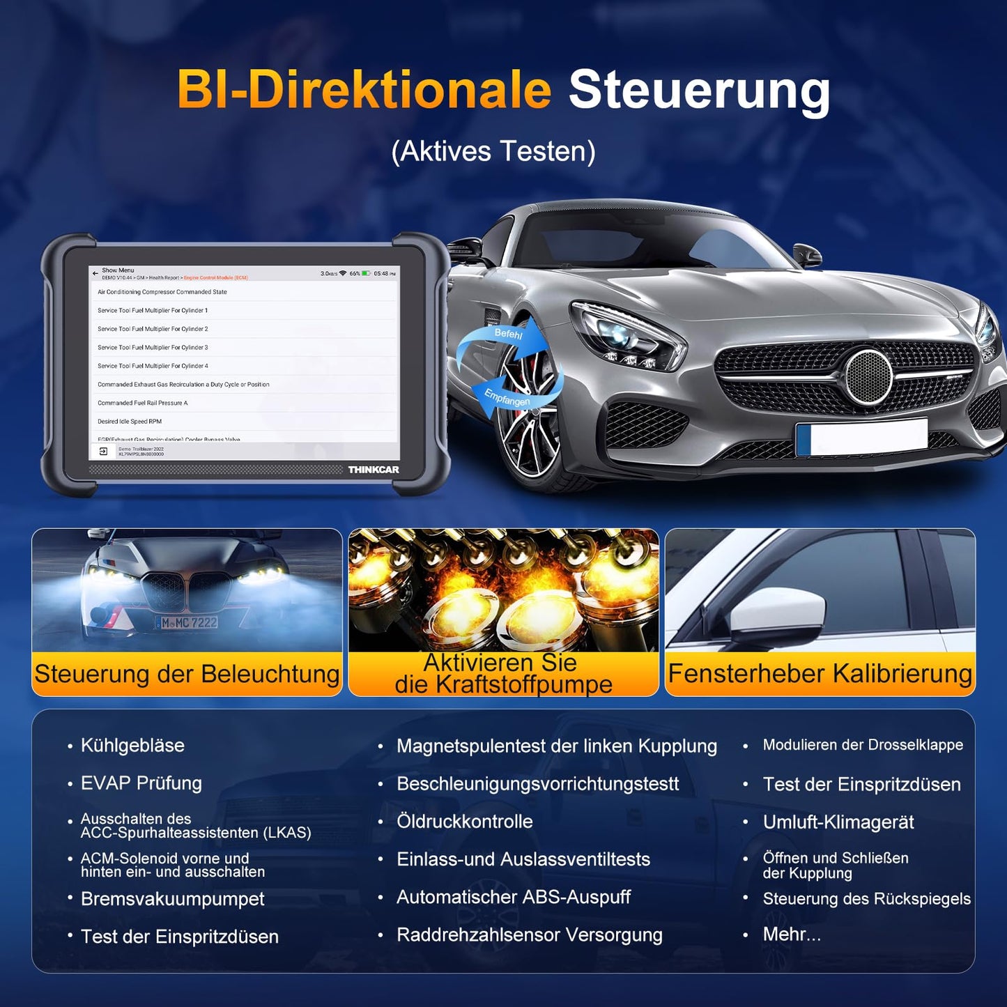 OBD2 Diagnosegerät, ThinkScan 689BT Diagnosegerät Auto Mit 34+ Reset-Funktion Und Volle Systemdiagnose, Auslesegerät Auto Für Aktives Testen/ECU-Codierung/BI-Direktionale Steuerung/CANFD&DoIP
