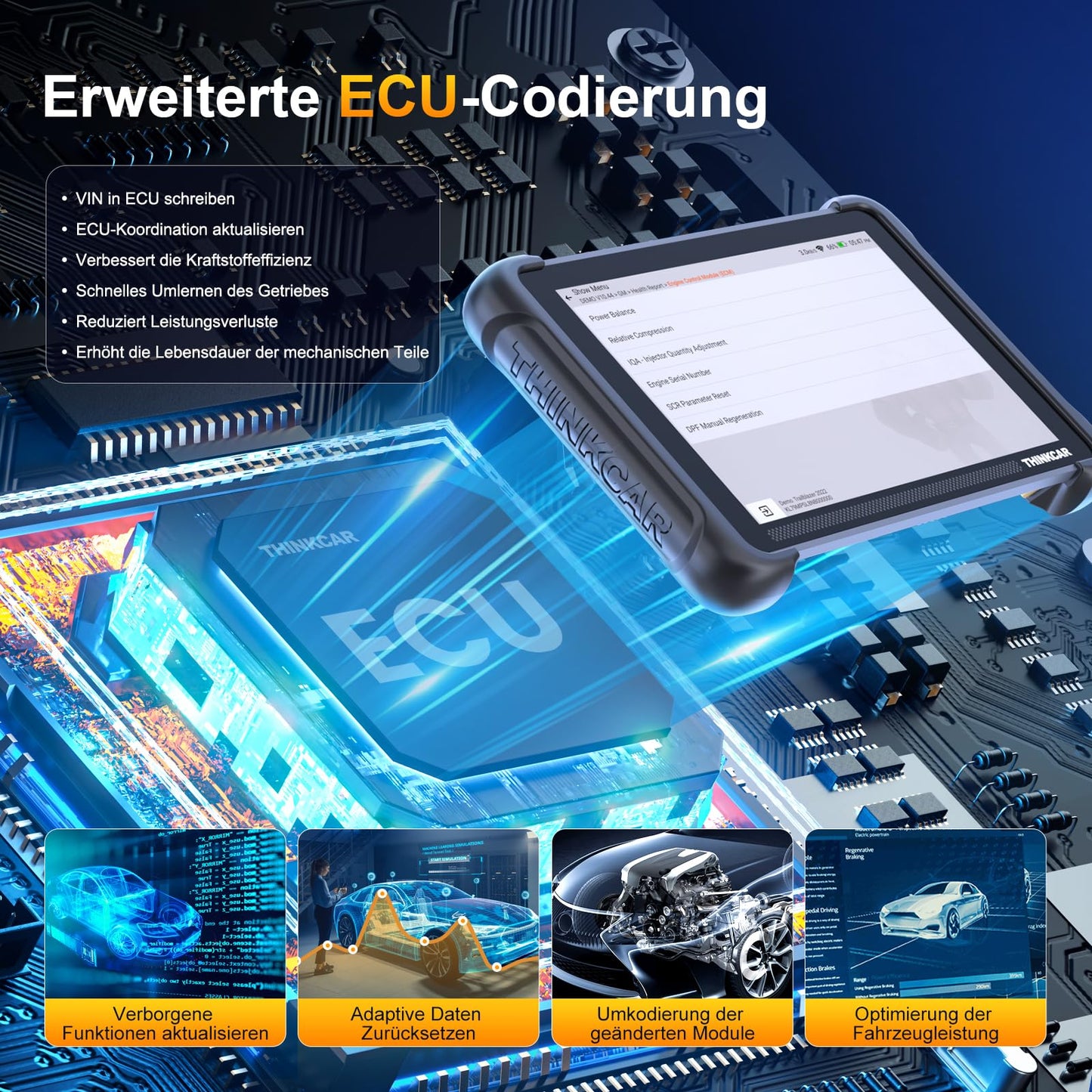 OBD2 Diagnosegerät, ThinkScan 689BT Diagnosegerät Auto Mit 34+ Reset-Funktion Und Volle Systemdiagnose, Auslesegerät Auto Für Aktives Testen/ECU-Codierung/BI-Direktionale Steuerung/CANFD&DoIP